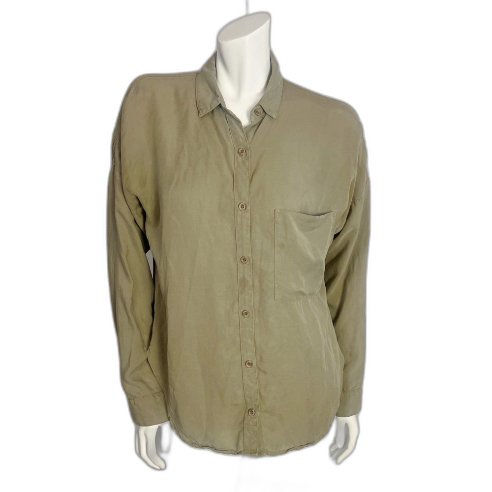 Bella Dahl Khaki Green Long Sleeve Button Up Shirt Women's Size S